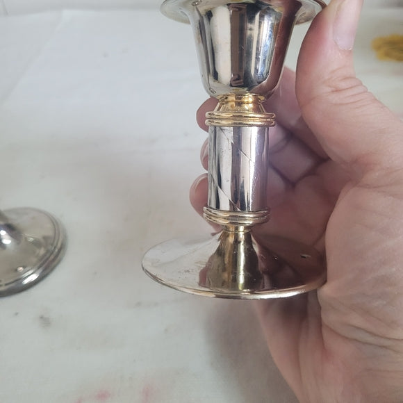 Vintage Metal Bud Vase and Candleholders Marriage Sliver Set of 2