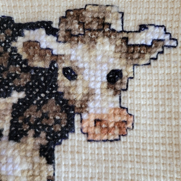 Vintage Knit Cow Pillow Cover Christmas Zipper Closure