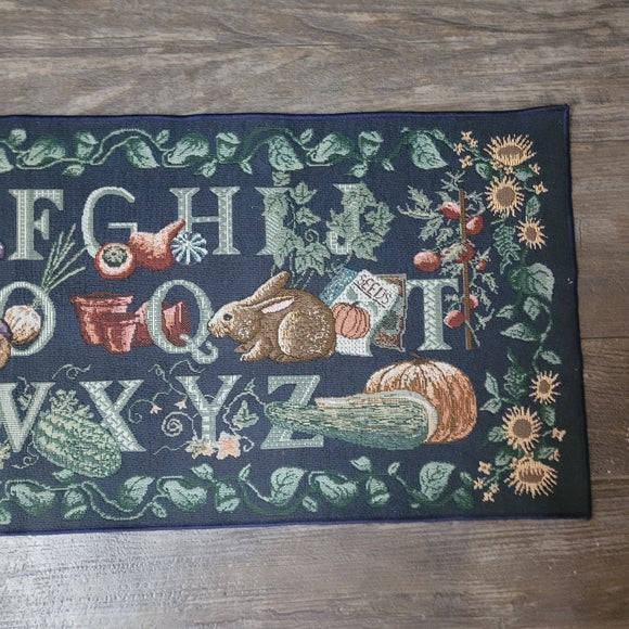 Manual Woodworkers & Weavers Gardener’s Alphabet Tapestry Runner 34” Woven Art