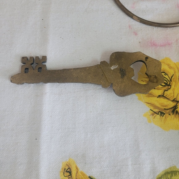 Vintage Brass Skelton Key Bottle Opener Italy