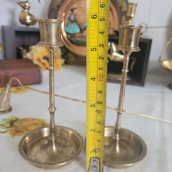 Vintage Brass Candleholders set of 2 with Snuffer