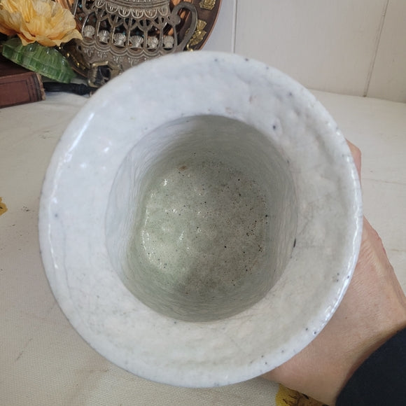 Vintage Raku Sudio Pottery Flower Pot White