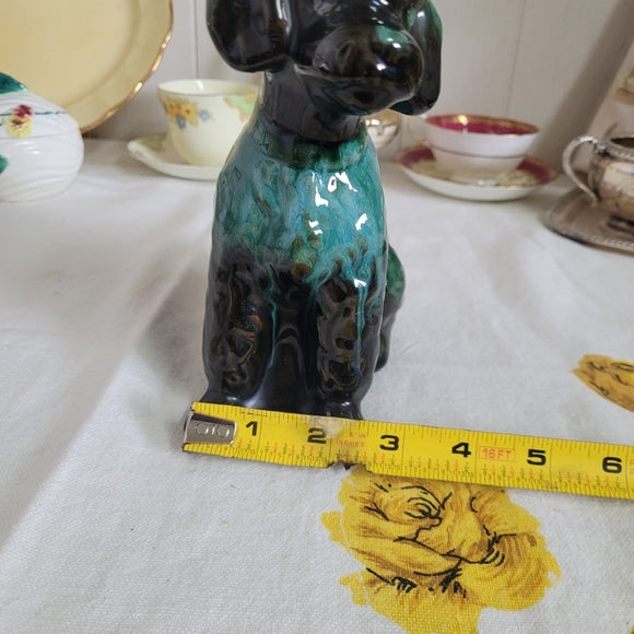 Blue Mountain Pottery Dog Poodle, Blue Drip Glaze