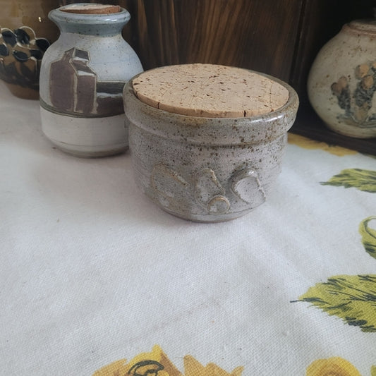 Vintage Studio Art Pottery Bowl with Cork Lid Artist Stamped