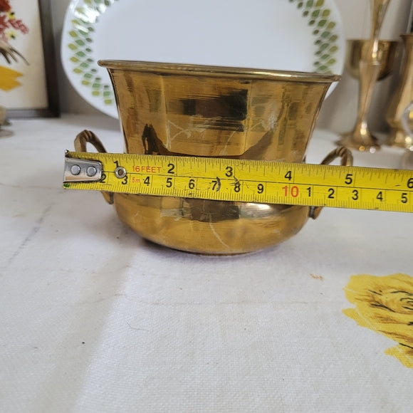 Vintage Brass Planter Potbelly Handled