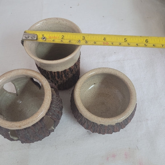 Vintage Studio Art Pottery Artist Signed set of 3