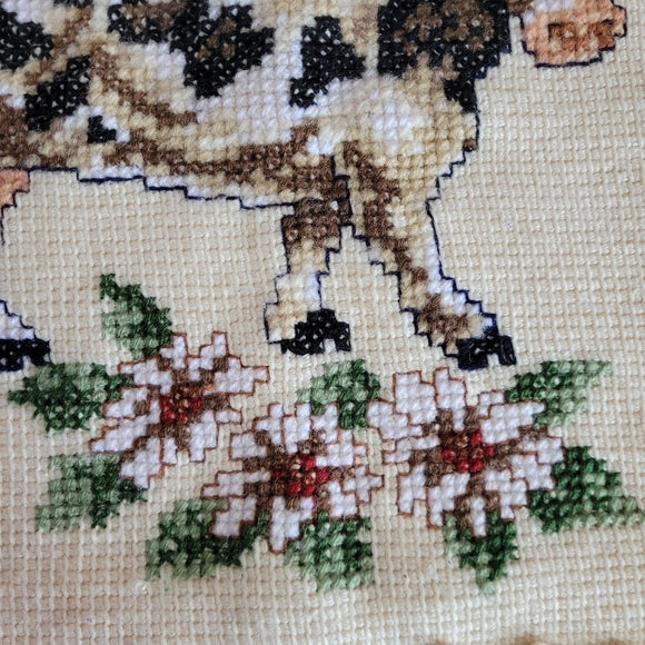 Vintage Knit Cow Pillow Cover Christmas Zipper Closure