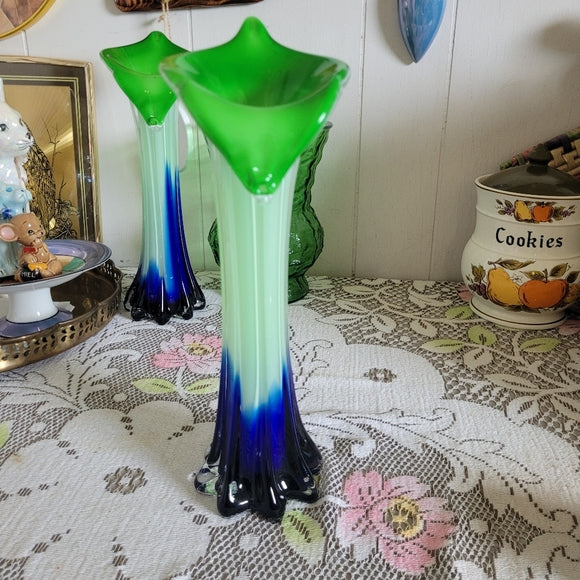 Jack in the Pulpit Vase Green and Blue