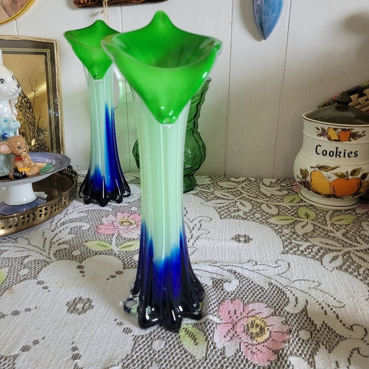 Jack in the Pulpit Vase Green and Blue