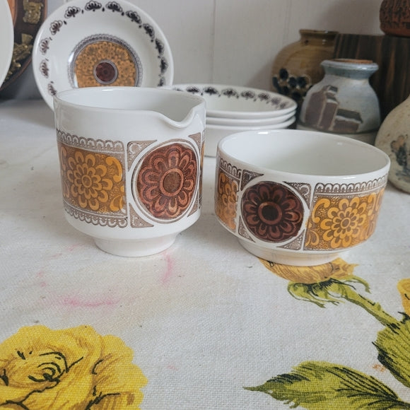 Vintage Kathie Winkle Cream and Sugar Autumn Glen Made in England