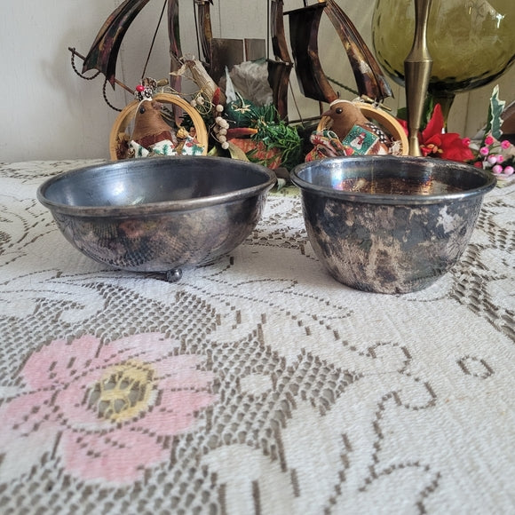 Vintage Silver Plate Bowls 2 Rustic