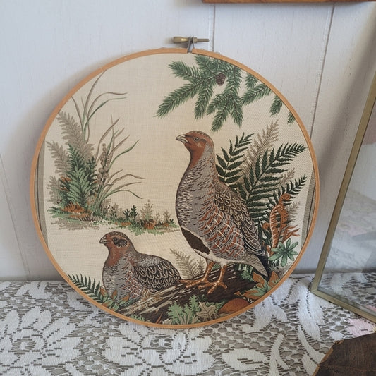 Vintage Game Birds Quilted Framed