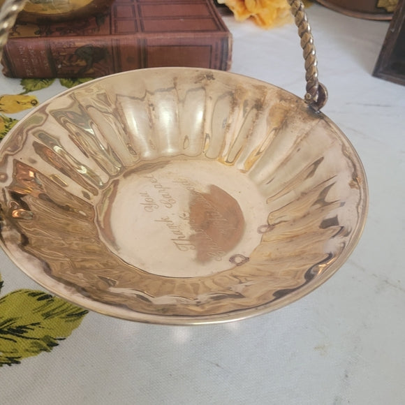 Vintage Brass Basket with Handle