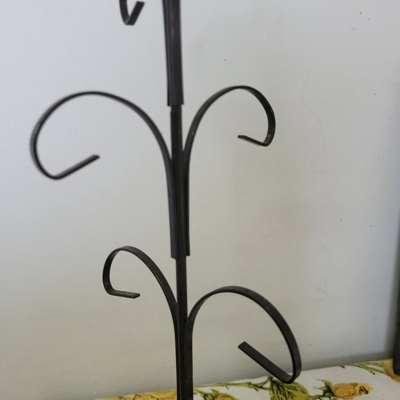 Vintage Mug Tree Stand Metal Rustic Brown