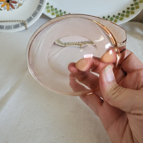 Vintage Art Glass Ashtray Pink