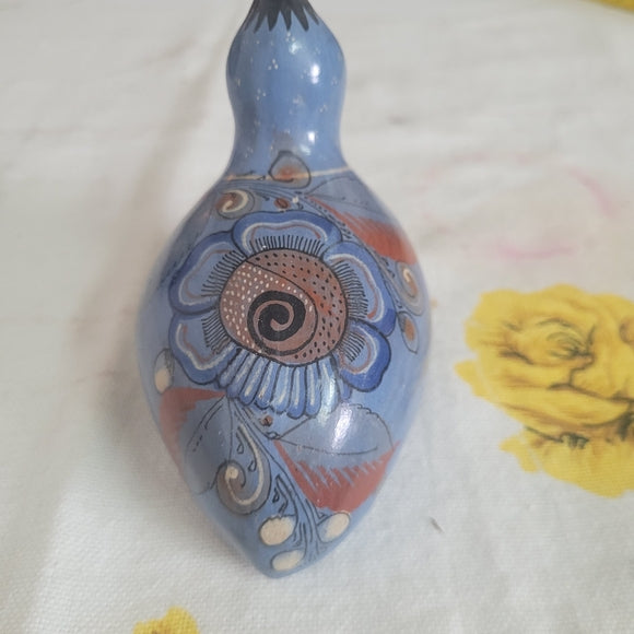 Vintage Tonala Pottery Bird Blue Quail Mexico