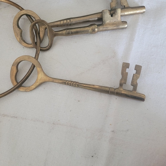 Vintage Brass Skelton keys on a Brass Ring Key