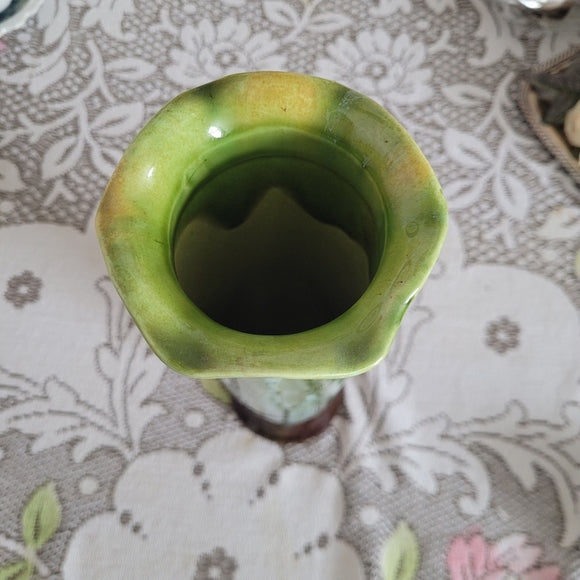 Vintage Ceramic Green Drip Glaze Vase