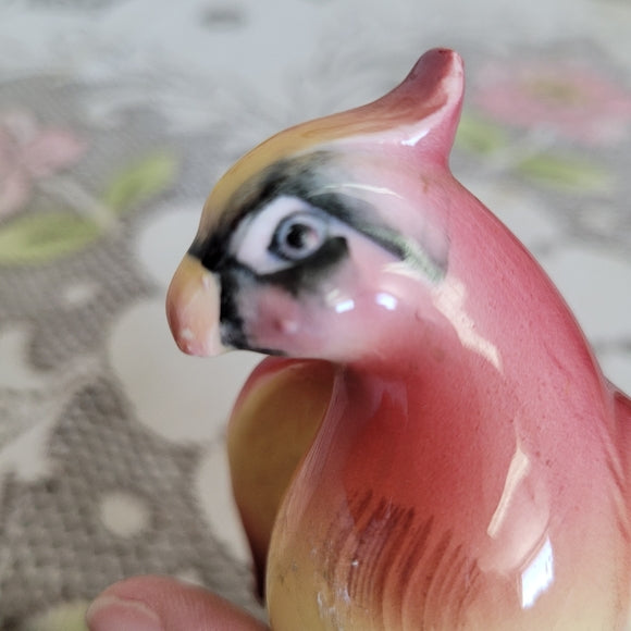 Vintage Cockatoo Bird Figurine with Flowers