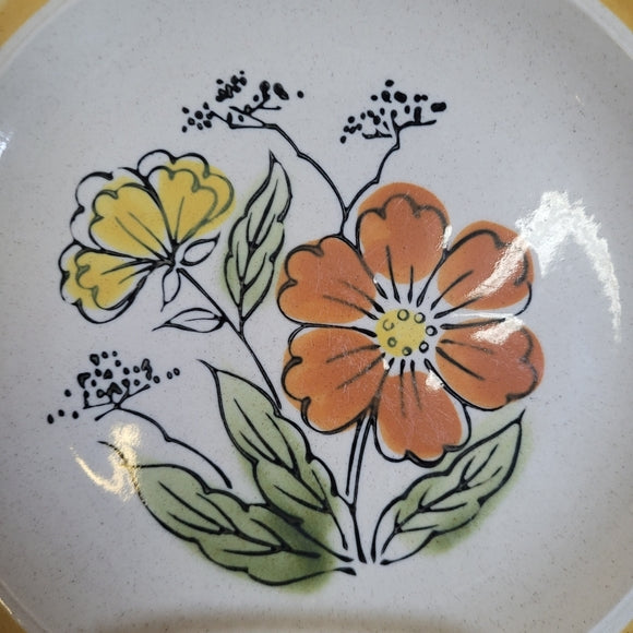 Vintage Salad Plates Stoneware Japan Floral set of 2