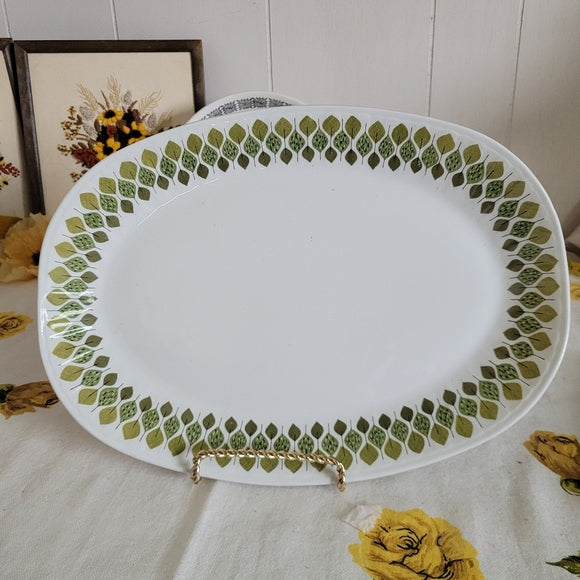 Vintage Ironstone Platter Green Tones Made in Spain