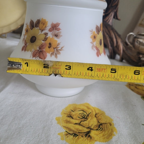 Vintage Satin Glass Ginger/Apothecary Lidded Jar with Orange Florals