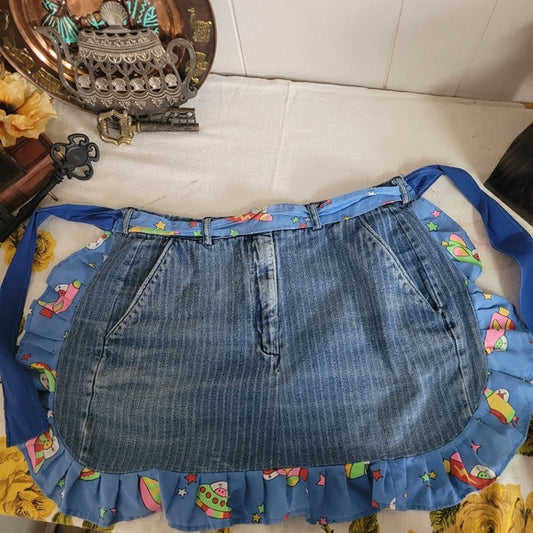 Vintage Apron Hand Crafted Alien Jean