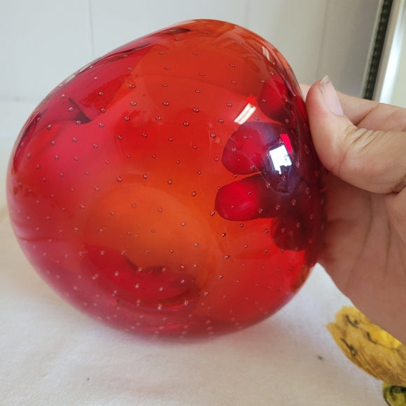 Vintage Art Red Glass Ashtray/Bowl Bullicante