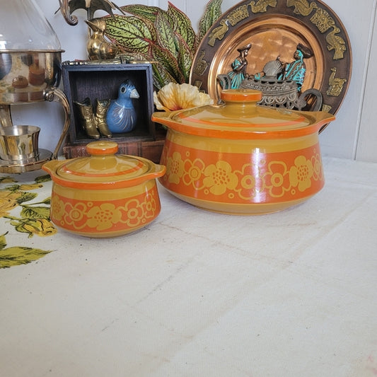 Vintage Retro "Cortina" Casserole Dish Lidded Floral set of 2 by Imperial