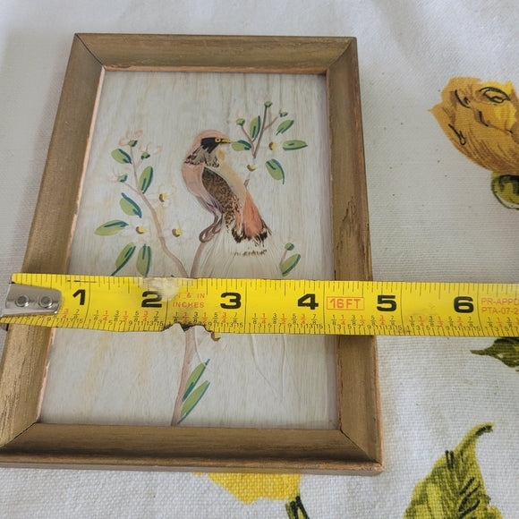 Vintage Feather Art Bird Handcrafted Framed