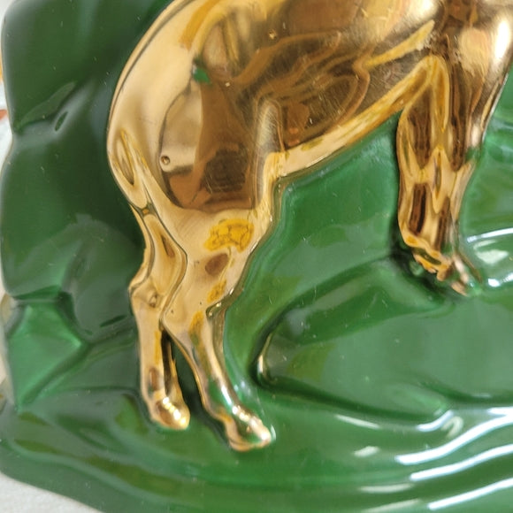 Vintage Gold Ram Ceramic Lamp Base