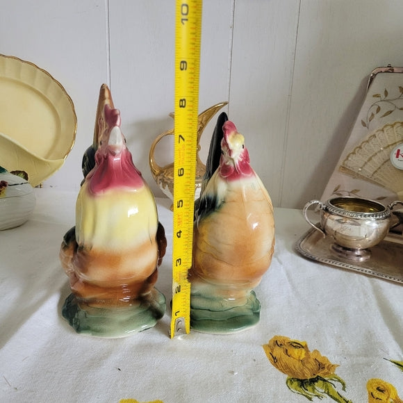 Vintage Ceramic Hen and Rooster Figurines