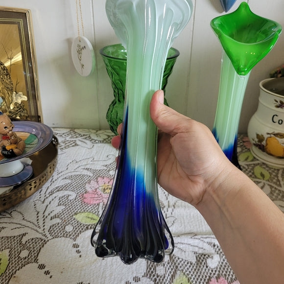 Jack in the Pulpit Vase Green and Blue