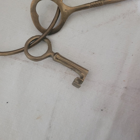 Vintage Brass Skelton keys on a Brass Ring Key