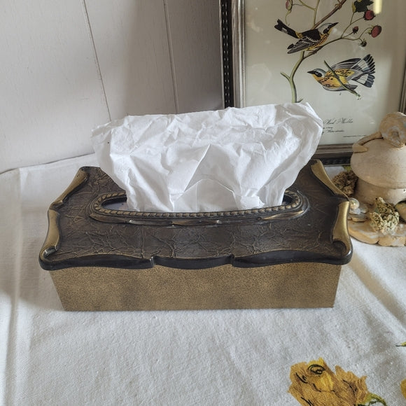 Vintage Brass Tissue Box Cover Ornate