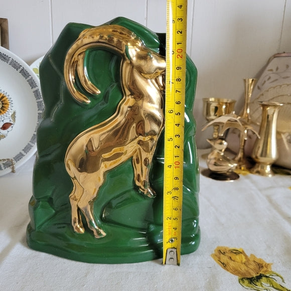 Vintage Gold Ram Ceramic Lamp Base