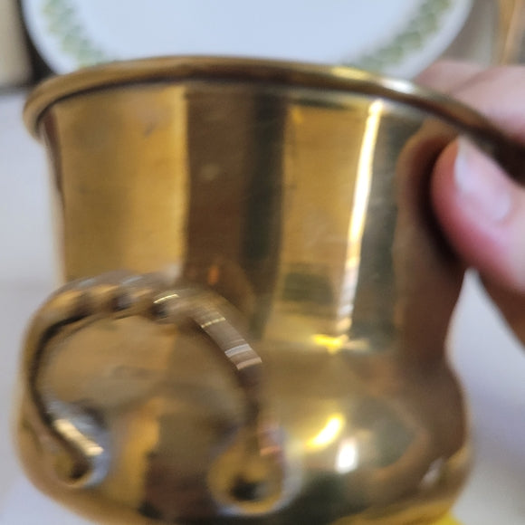 Vintage Brass Planter Potbelly Handled