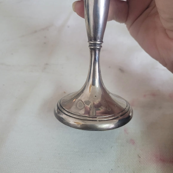 Vintage Metal Bud Vase and Candleholders Marriage Sliver Set of 2