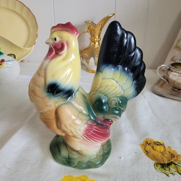 Vintage Ceramic Hen and Rooster Figurines