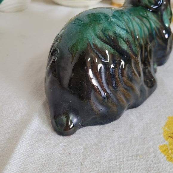 Blue Mountain Pottery Dog Spaniel, Blue Drip Glaze AS IS