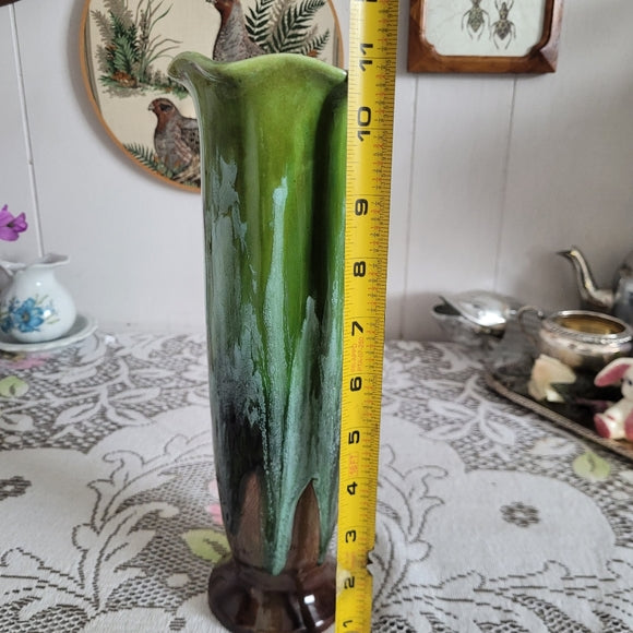 Vintage Ceramic Green Drip Glaze Vase