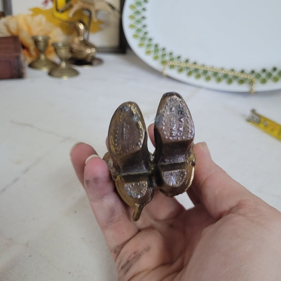 Vintage Brass Cowboy Boots Trinket Planter/toothpick Holder AS IS