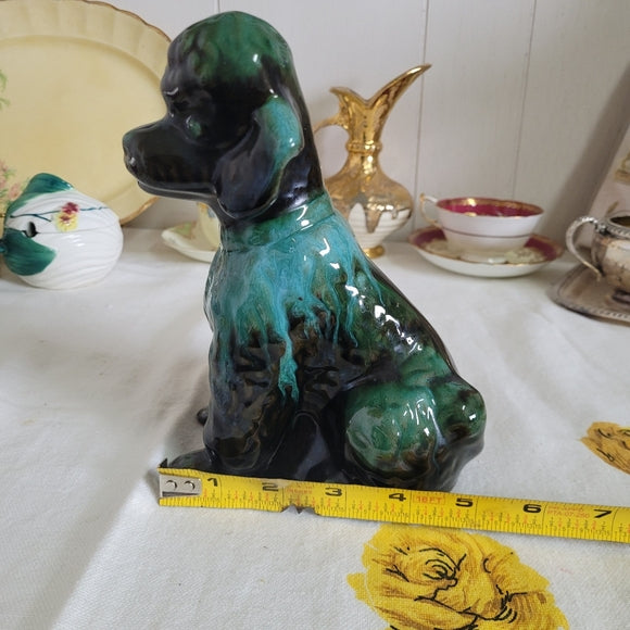 Blue Mountain Pottery Dog Poodle, Blue Drip Glaze