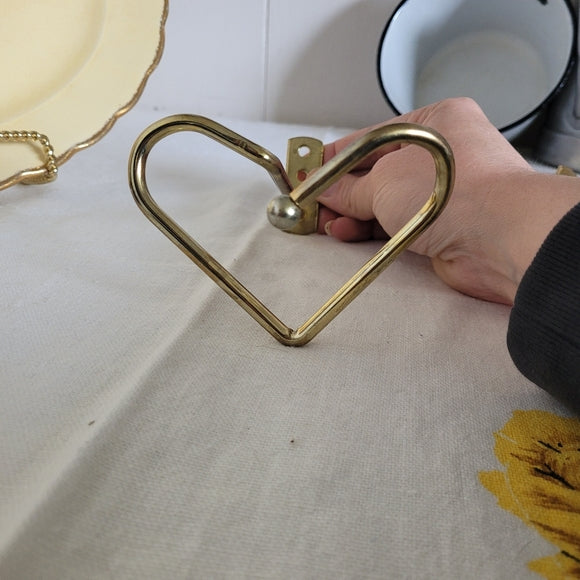 Vintage Brass Heart Hooks set of 2