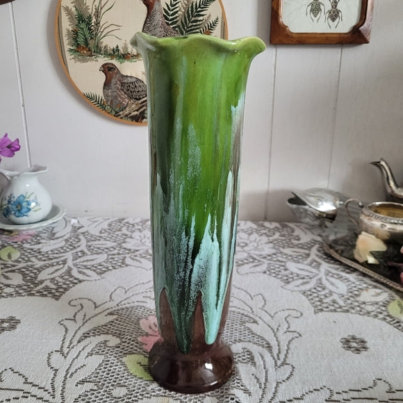 Vintage Ceramic Green Drip Glaze Vase