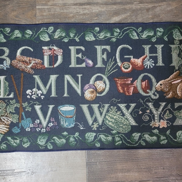 Manual Woodworkers & Weavers Gardener’s Alphabet Tapestry Runner 34” Woven Art