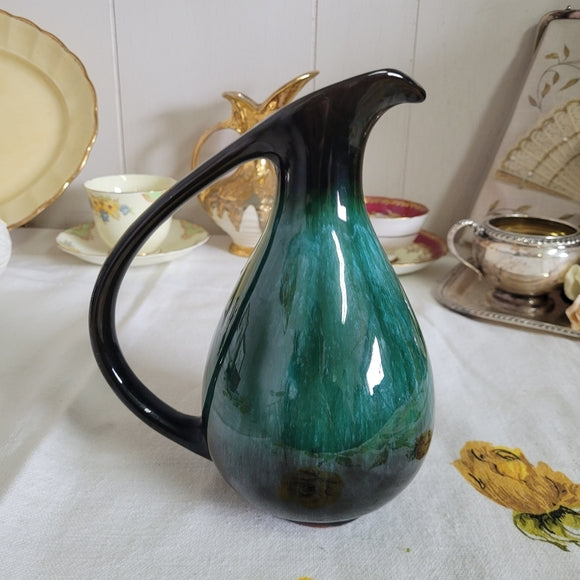 Vintage Jug Pitcher Blue Mountain Pottery Drip Glaze Red Clay