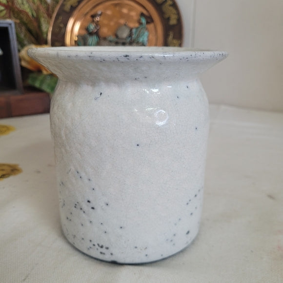 Vintage Raku Sudio Pottery Flower Pot White