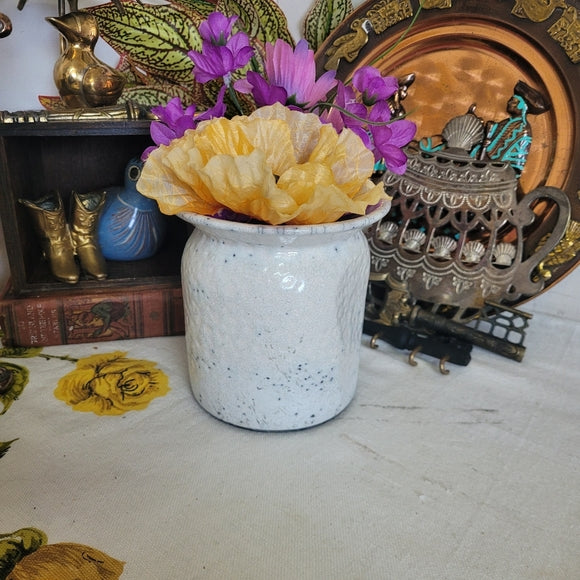 Vintage Raku Sudio Pottery Flower Pot White