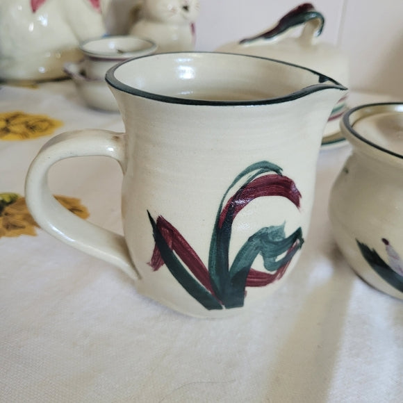 Vintage Studio Art Pottery Cream and Sugar set Artist Signed Krug